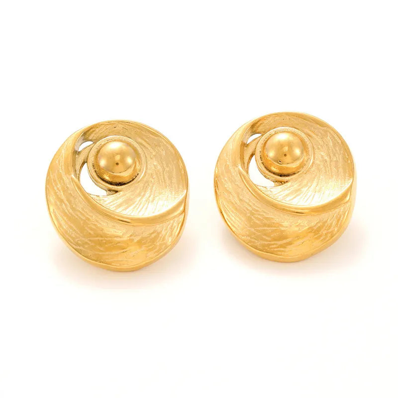 1 Pair IG Style Casual Retro Geometric Heart Shape Flower Titanium Steel 18K Gold Plated Ear Studs