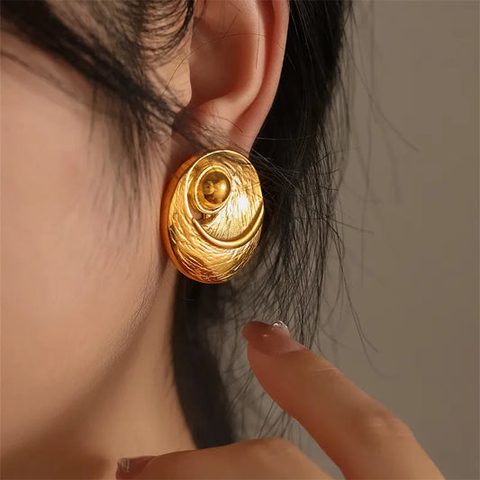 1 Pair IG Style Casual Retro Geometric Heart Shape Flower Titanium Steel 18K Gold Plated Ear Studs