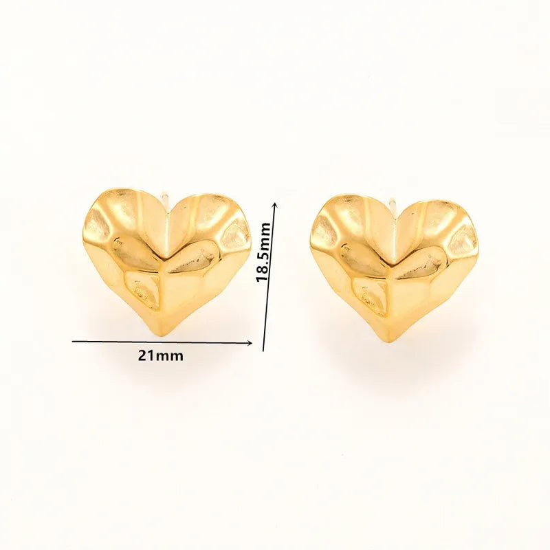 1 Pair IG Style Casual Retro Geometric Heart Shape Flower Titanium Steel 18K Gold Plated Ear Studs