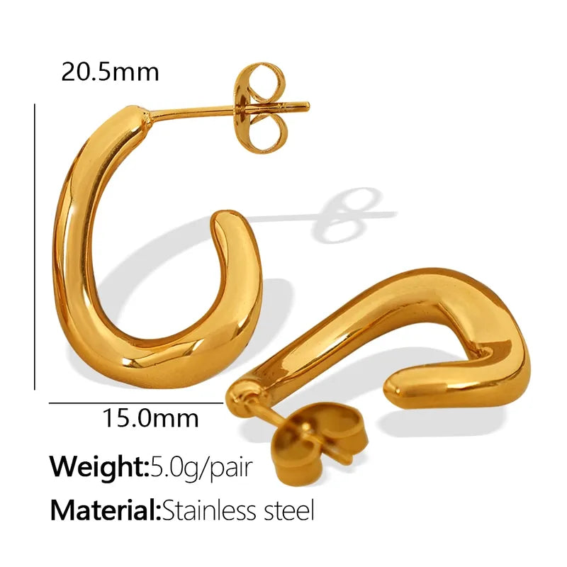 1 Pair IG Style Casual Simple Style C Shape Polishing 304 Stainless Steel 18K Gold Plated Ear Studs