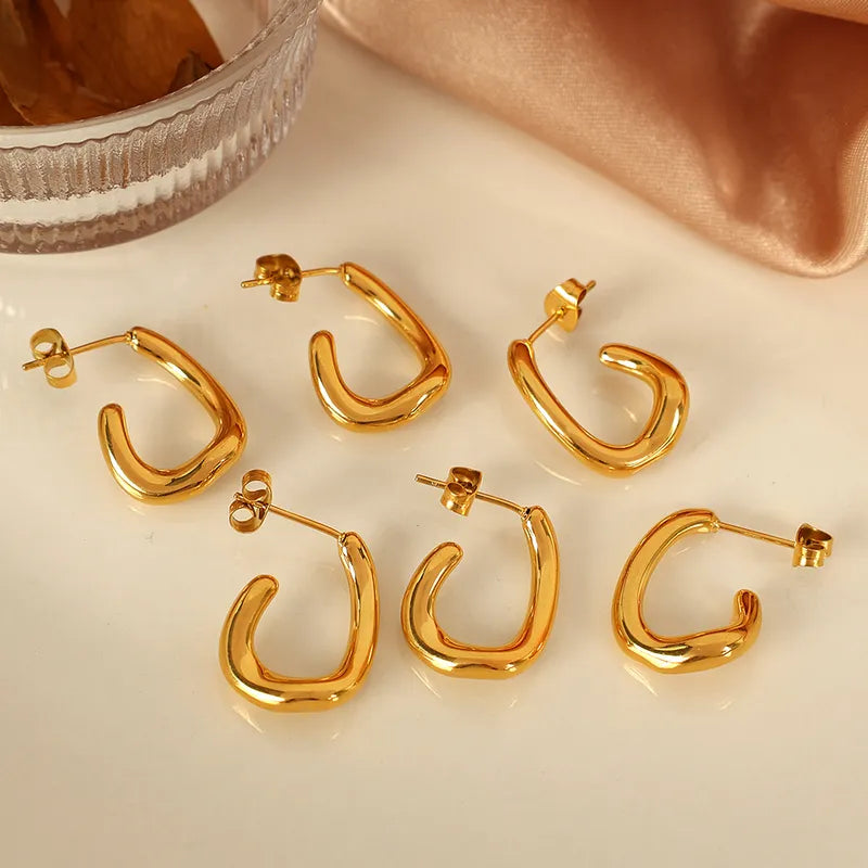 1 Pair IG Style Casual Simple Style C Shape Polishing 304 Stainless Steel 18K Gold Plated Ear Studs