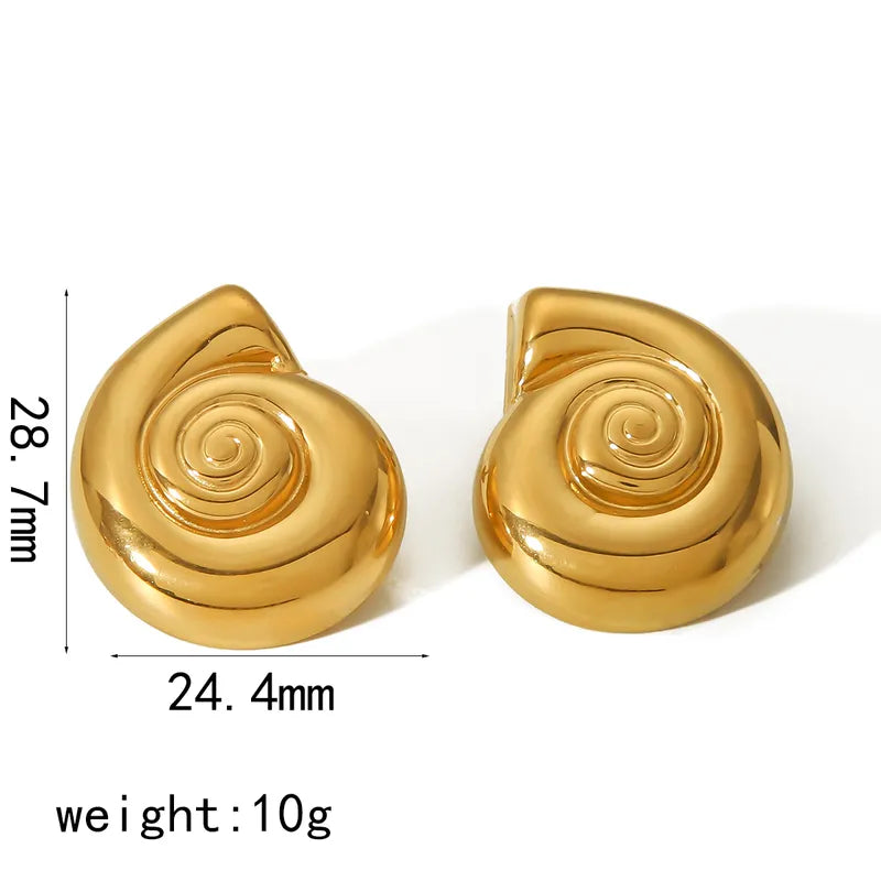 1 Pair IG Style Casual Spiral Polishing Pearl 304 Stainless Steel 18K Gold Plated Ear Studs