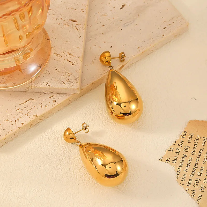 1 Pair IG Style Classic Style Geometric Polishing 304 Stainless Steel 18K Gold Plated Drop Earrings