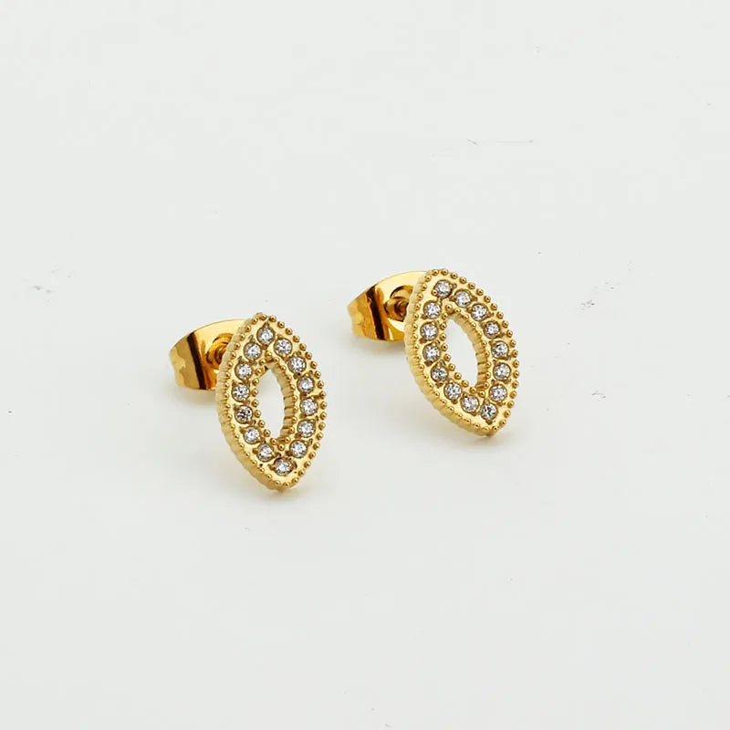 1 Pair IG Style Cute Commute Eye Hollow Out Inlay 304 Stainless Steel Zircon 18K Gold Plated Ear Studs