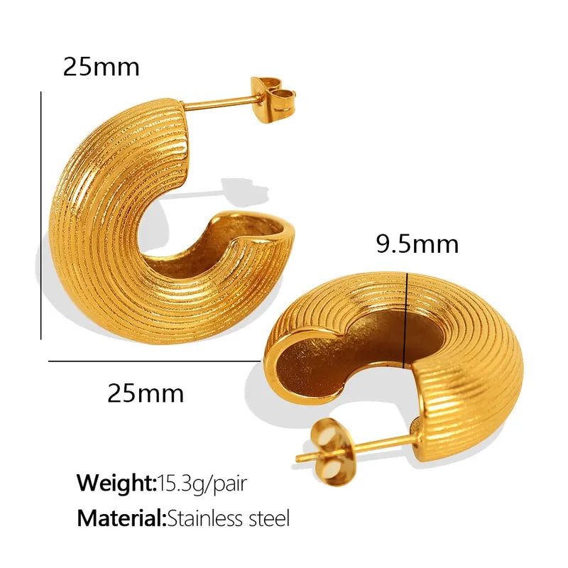 1 Pair IG Style Elegant Commute C Shape Polishing 304 Stainless Steel 18K Gold Plated Ear Studs