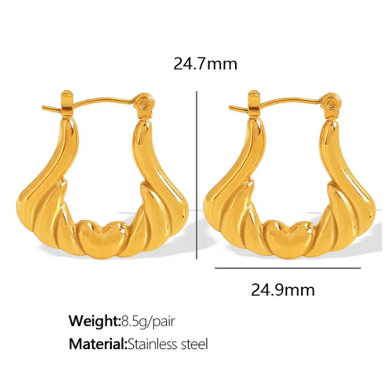 1 Pair IG Style Elegant Commute U Shape Polishing Plating 304 Stainless Steel 18K Gold Plated Earrings