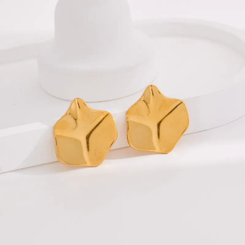 1 Pair IG Style Elegant French Style Irregular Plating 316 Stainless Steel 18K Gold Plated Ear Studs