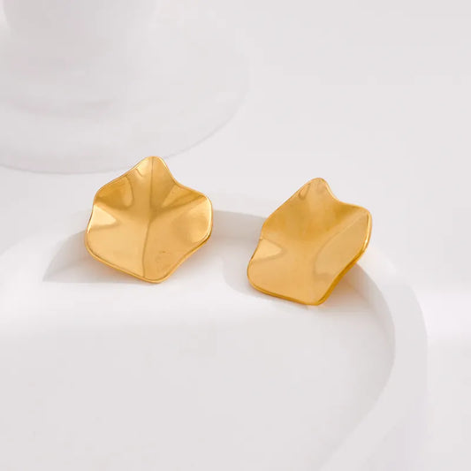 1 Pair IG Style Elegant French Style Irregular Plating 316 Stainless Steel 18K Gold Plated Ear Studs