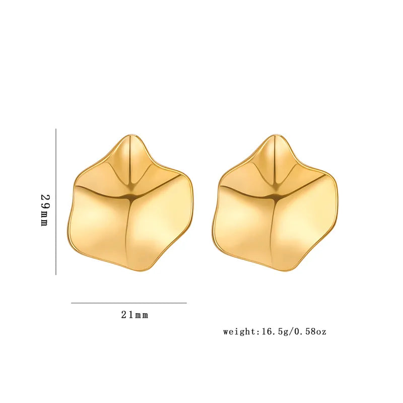 1 Pair IG Style Elegant French Style Irregular Plating 316 Stainless Steel 18K Gold Plated Ear Studs