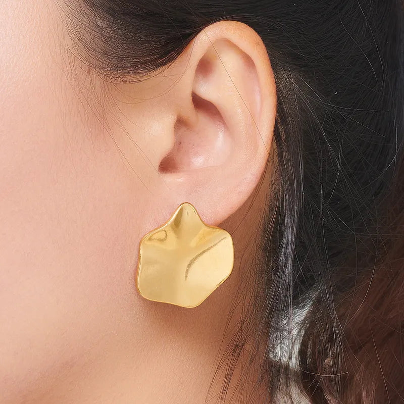 1 Pair IG Style Elegant French Style Irregular Plating 316 Stainless Steel 18K Gold Plated Ear Studs