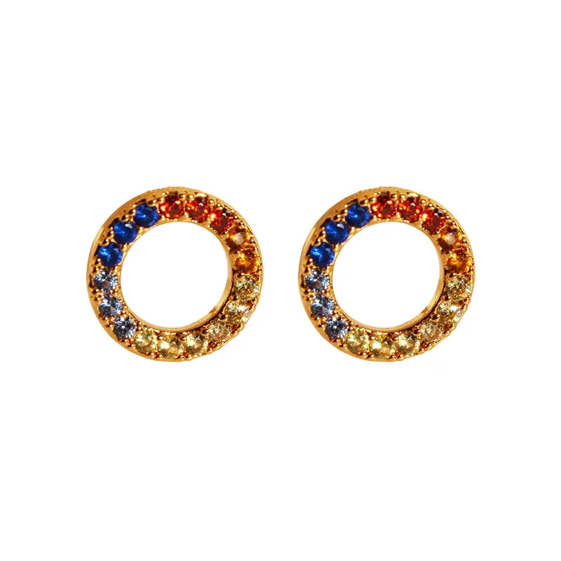 1 Pair IG Style Elegant Simple Style Circle Hollow Out Inlay Brass Zircon 24K Gold Plated Ear Studs