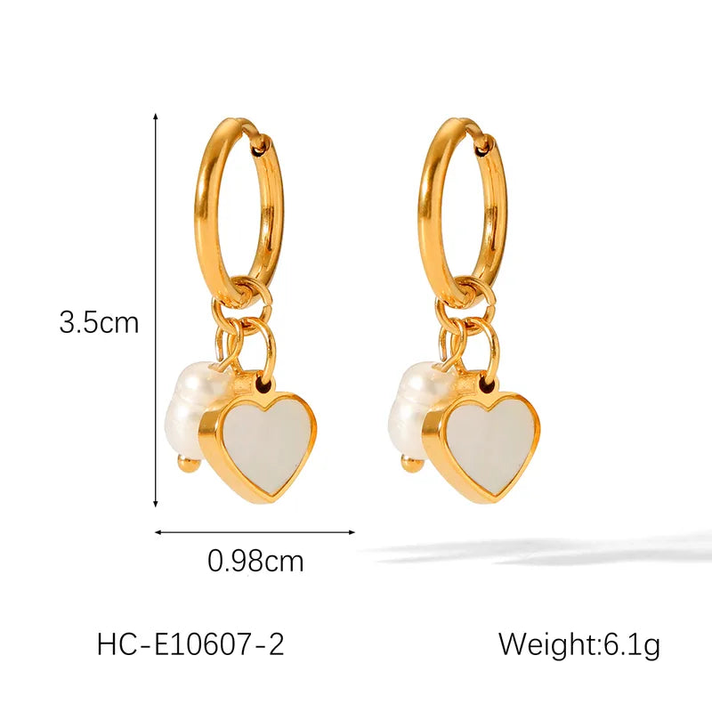 1 Pair IG Style Elegant Simple Style Pentagram Four Leaf Clover Heart Shape 304 Stainless Steel Titanium Steel 18K Gold Plated Drop Earrings