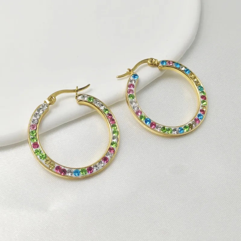 1 Pair IG Style Elegant Sweet Circle 304 Stainless Steel Earrings