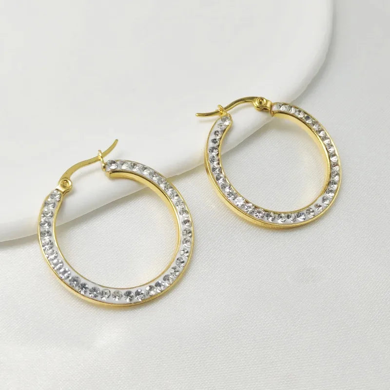 1 Pair IG Style Elegant Sweet Circle 304 Stainless Steel Earrings