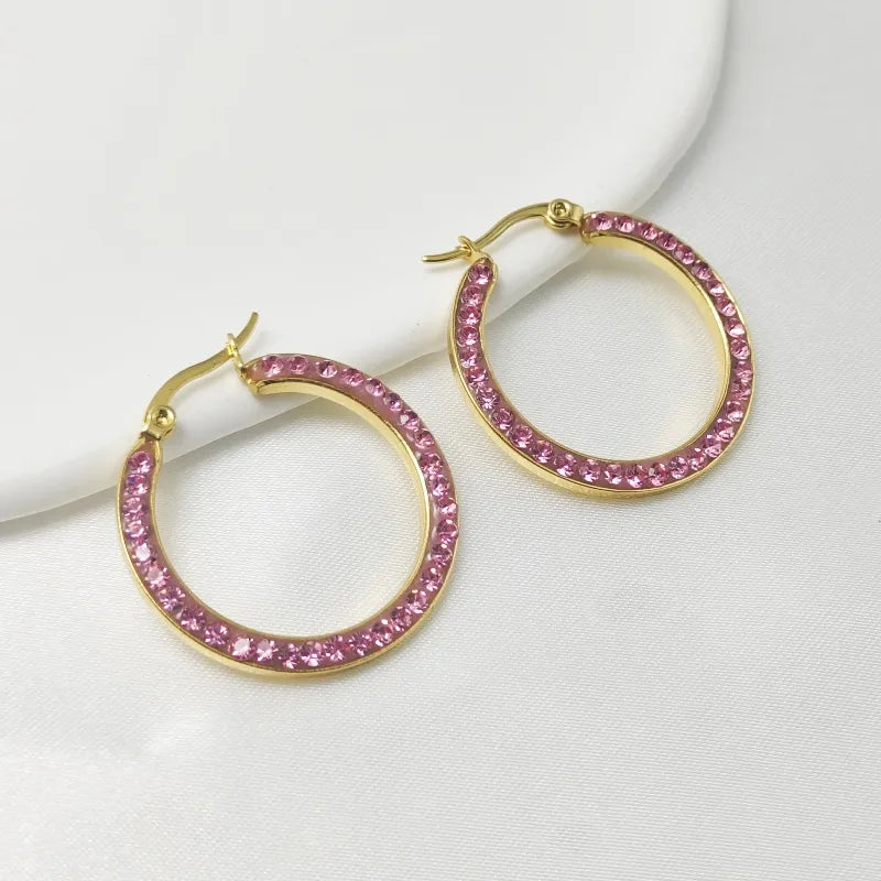 1 Pair IG Style Elegant Sweet Circle 304 Stainless Steel Earrings