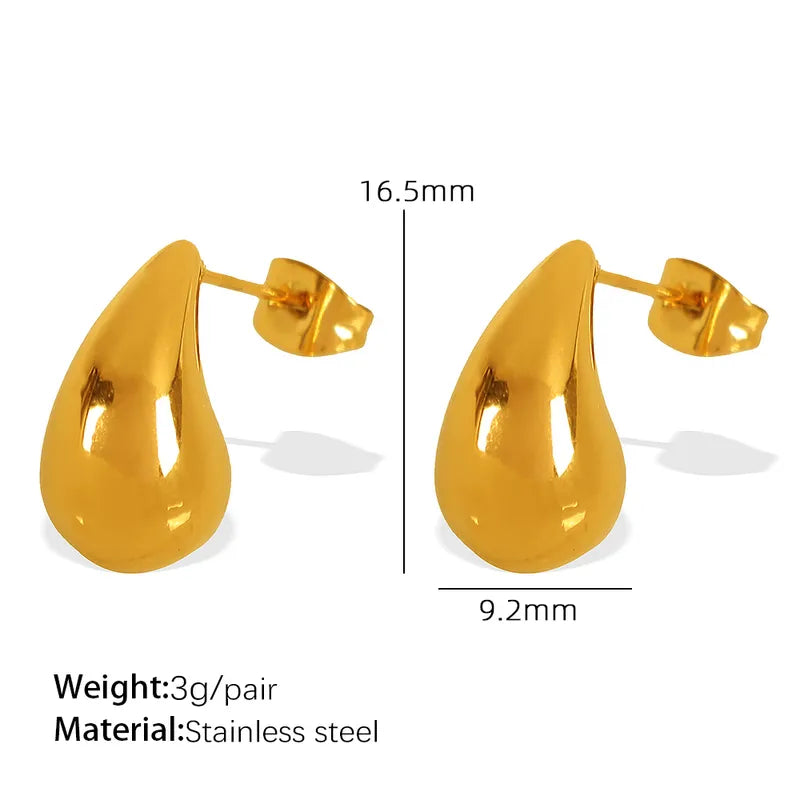 1 Pair IG Style Elegant Water Droplets Polishing 304 Stainless Steel 18K Gold Plated Ear Studs