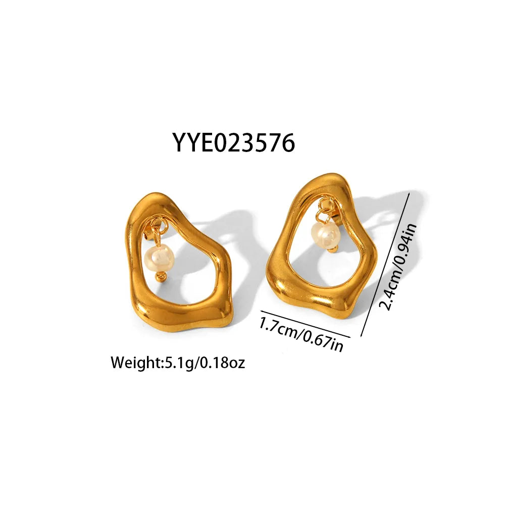 1 Pair IG Style Exaggerated Artistic Irregular Polishing Hollow Out 304 Stainless Steel 18K Gold Plated Drop Earrings Ear Studs