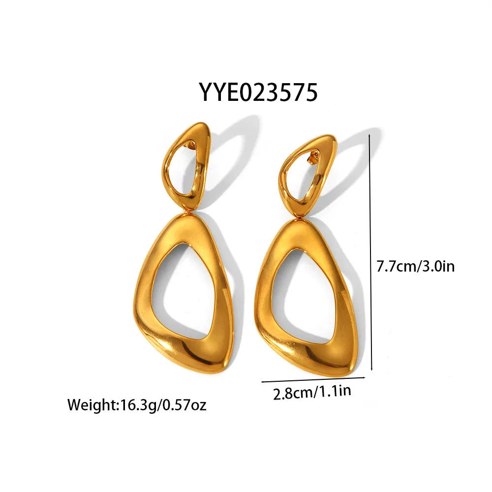 1 Pair IG Style Exaggerated Artistic Irregular Polishing Hollow Out 304 Stainless Steel 18K Gold Plated Drop Earrings Ear Studs