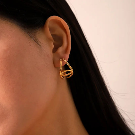 1 Pair IG Style Exaggerated Classic Style C Shape 304 Stainless Steel Titanium Steel 18K Gold Plated Drop Earrings