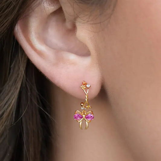 1 Pair IG Style Fairy Style Sweet Bow Knot Plating Copper Zircon Drop Earrings