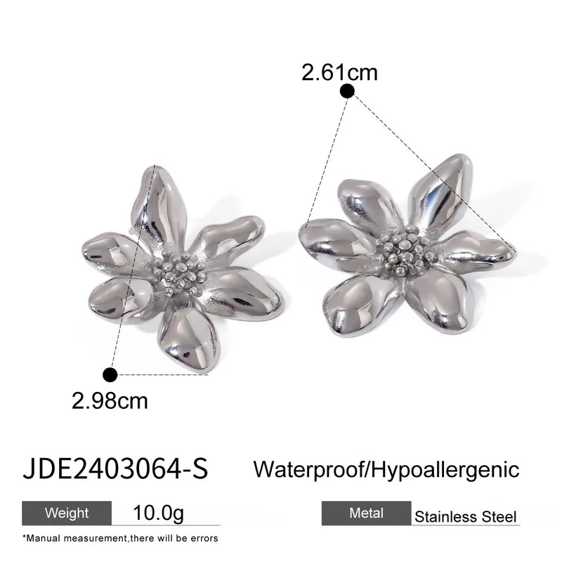 1 Pair IG Style Flower 316 Stainless Steel 18K Gold Plated Ear Studs