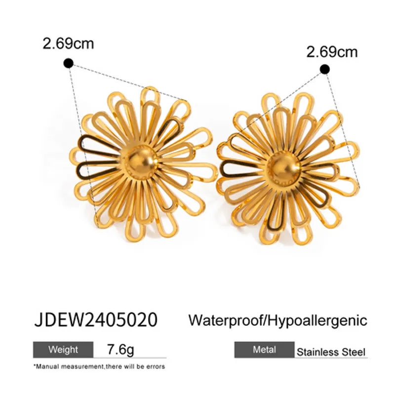 1 Pair IG Style Flower Daisy 304 Stainless Steel 18K Gold Plated Ear Studs