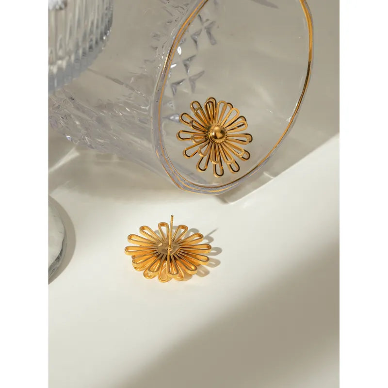 1 Pair IG Style Flower Daisy 304 Stainless Steel 18K Gold Plated Ear Studs