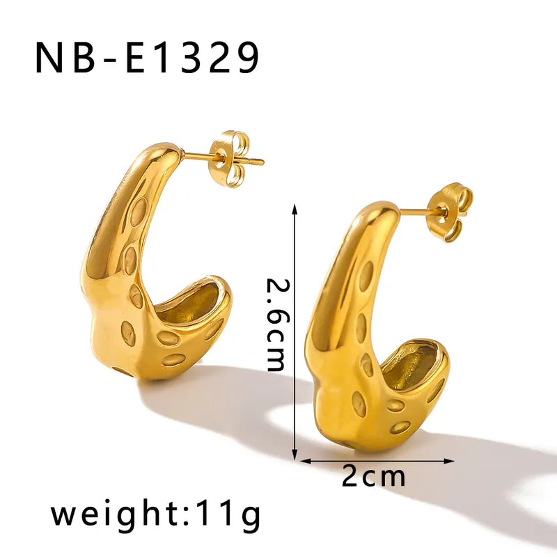 1 Pair IG Style French Style Classic Style C Shape Polishing Plating 304 Stainless Steel 18K Gold Plated Earrings