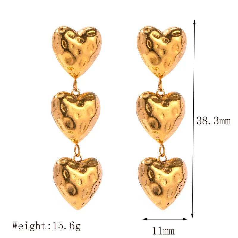 1 Pair IG Style French Style Commute Heart Shape 304 Stainless Steel 18K Gold Plated Drop Earrings