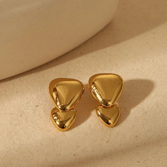 1 Pair IG Style French Style Commute Knot Red Heart 304 Stainless Steel 18K Gold Plated Ear Studs