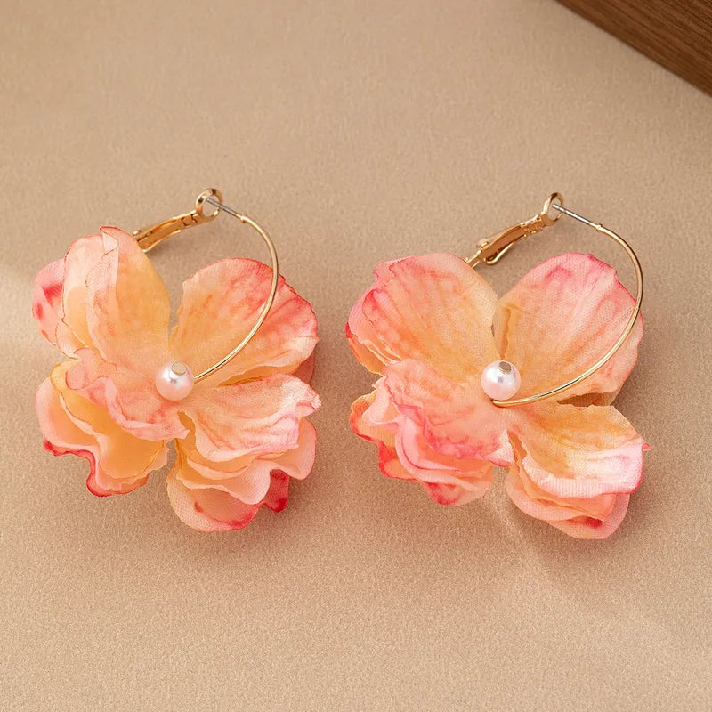 1 Pair IG Style French Style Flower Synthetic Fibre Earrings