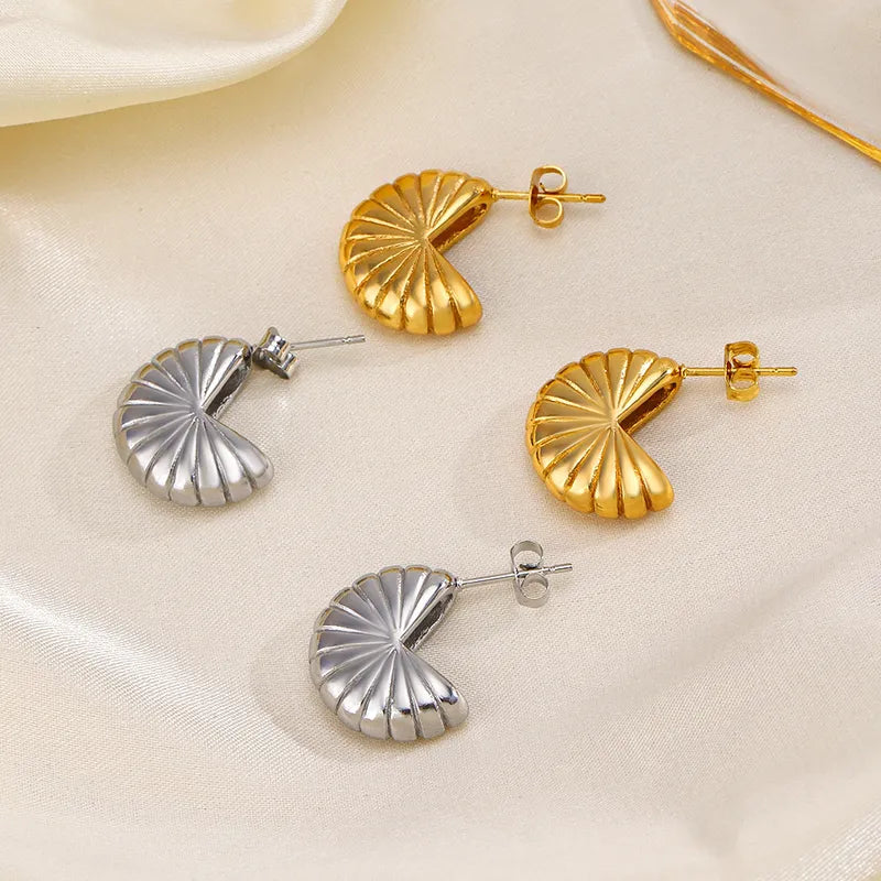 1 Pair IG Style French Style Geometric Hollow Out 304 Stainless Steel 14K Gold Plated Ear Studs