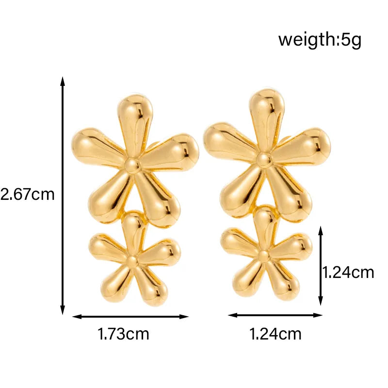 1 Pair IG Style French Style Simple Style Geometric Heart Shape Flower 304 Stainless Steel Ear Studs