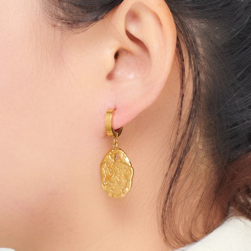 1 Pair IG Style French Style Simple Style Irregular Plating 316 Stainless Steel 18K Gold Plated Drop Earrings