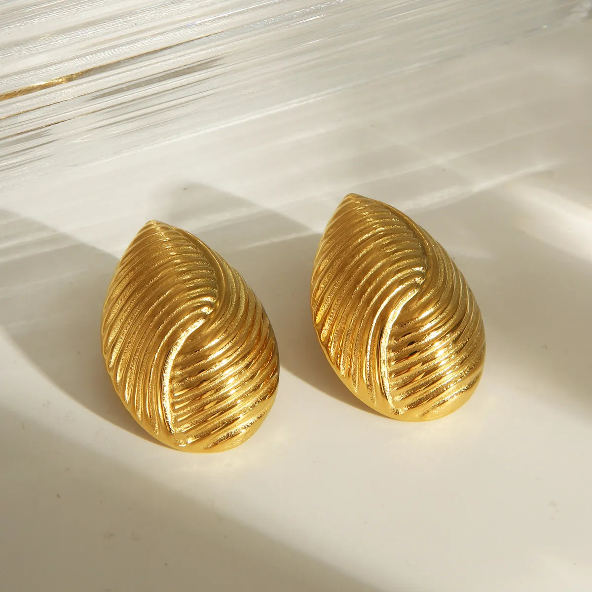 1 Pair IG Style French Style Stripe 304 Stainless Steel 18K Gold Plated Ear Studs