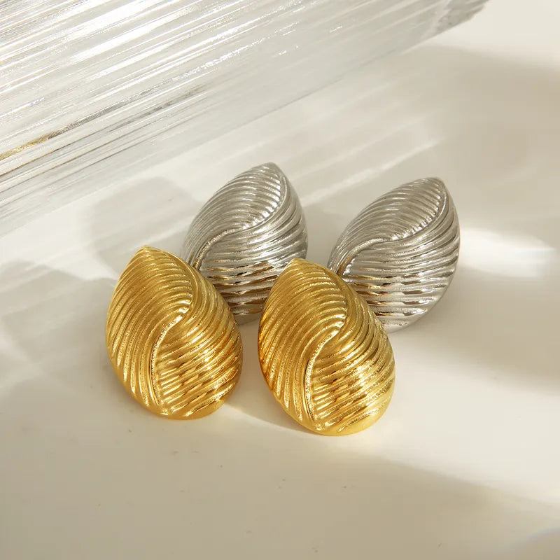 1 Pair IG Style French Style Stripe 304 Stainless Steel 18K Gold Plated Ear Studs