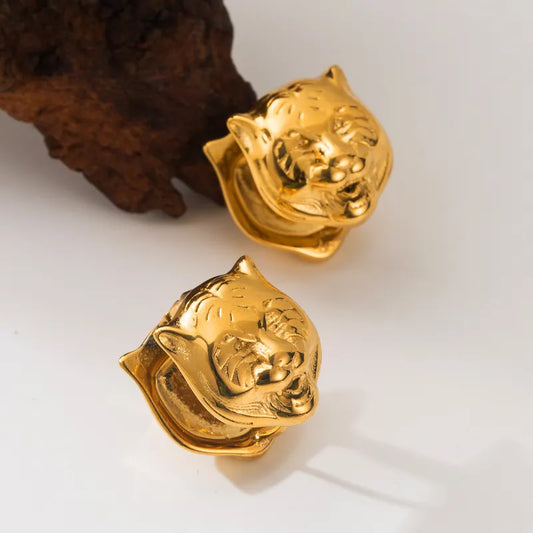 1 Pair IG Style Funny Cool Style Leopard 304 Stainless Steel 18K Gold Plated Ear Studs