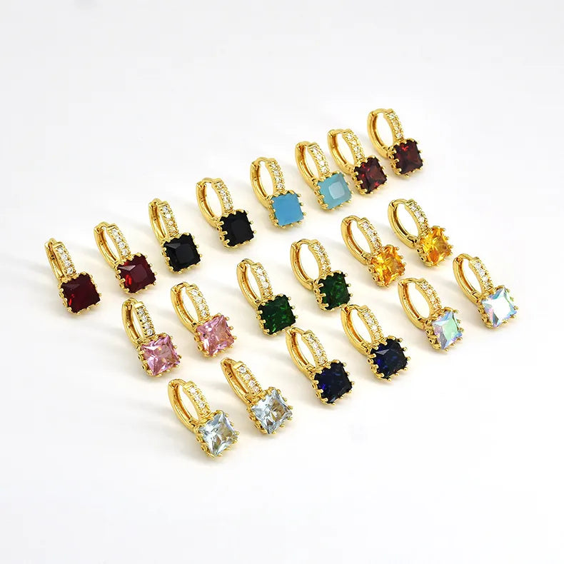 1 Pair IG Style Geometric Inlay Copper Zircon Earring