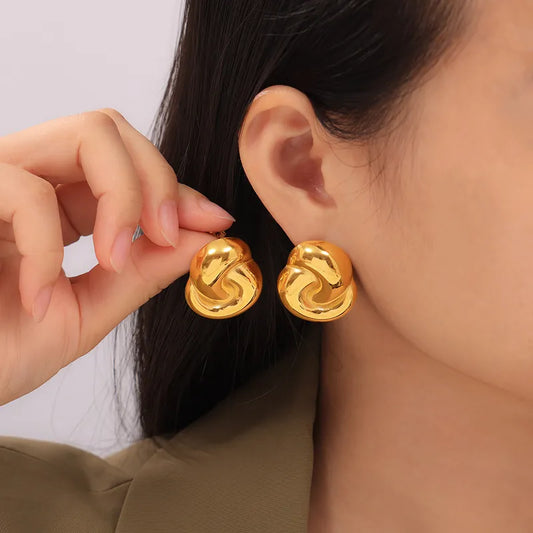 1 Pair IG Style Geometric Round Solid Color Patchwork Plating 304 Stainless Steel 18K Gold Plated Ear Studs