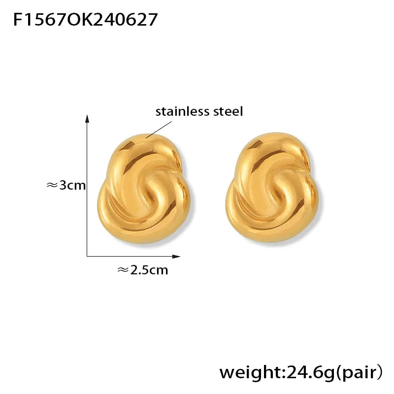 1 Pair IG Style Geometric Round Solid Color Patchwork Plating 304 Stainless Steel 18K Gold Plated Ear Studs