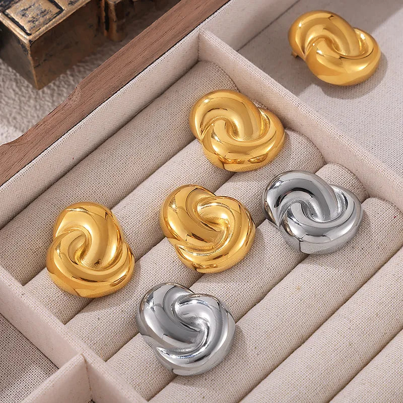 1 Pair IG Style Geometric Round Solid Color Patchwork Plating 304 Stainless Steel 18K Gold Plated Ear Studs