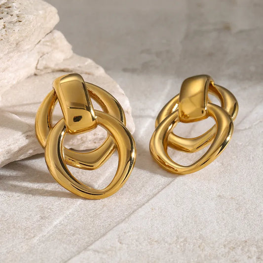 1 Pair IG Style Geometric Solid Color Plating 316 Stainless Steel 18K Gold Plated Drop Earrings