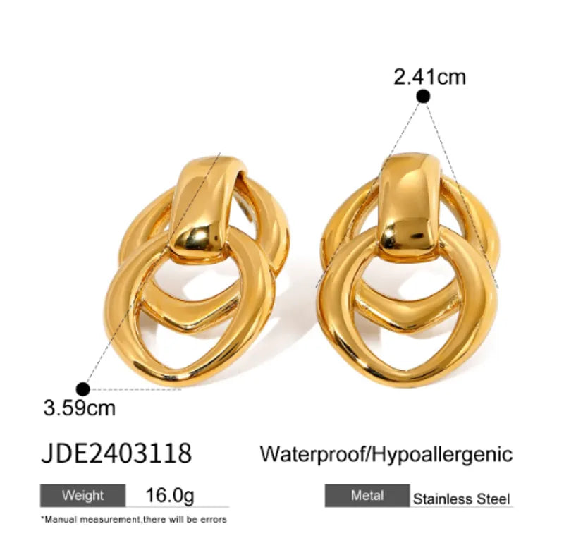 1 Pair IG Style Geometric Solid Color Plating 316 Stainless Steel 18K Gold Plated Drop Earrings