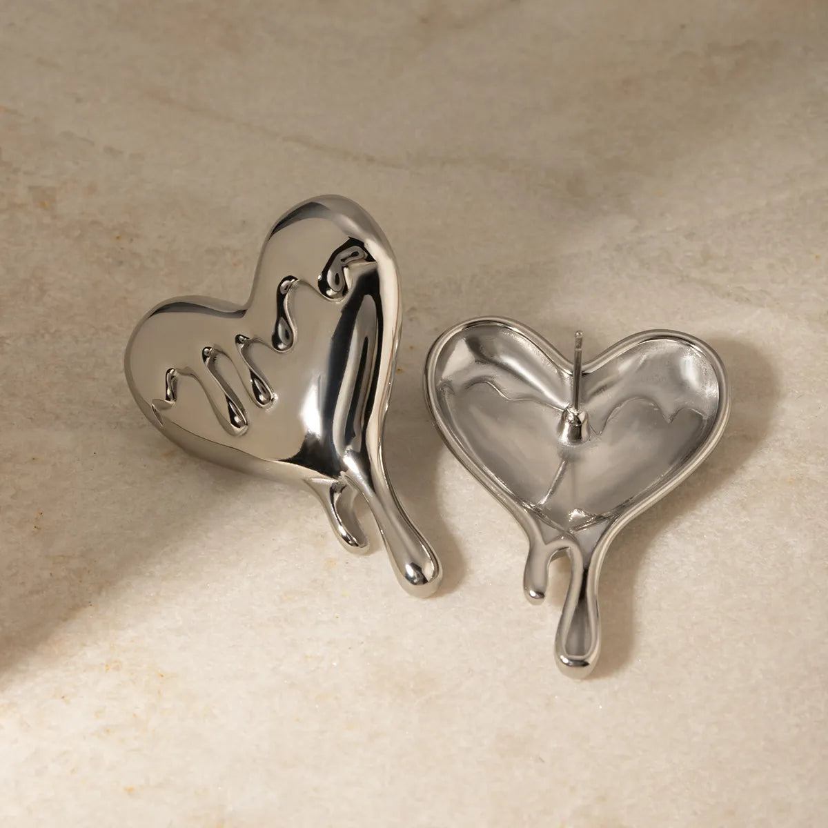 1 Pair IG Style Heart Shape 316 Stainless Steel 18K Gold Plated Ear Studs