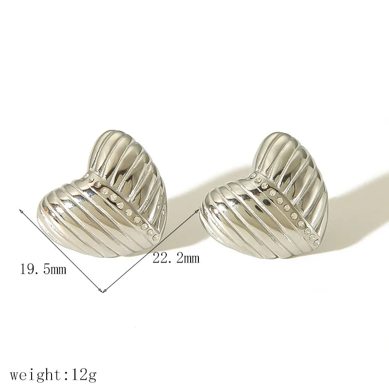 1 Pair IG Style Heart Shape Plating 304 Stainless Steel 18K Gold Plated Ear Studs