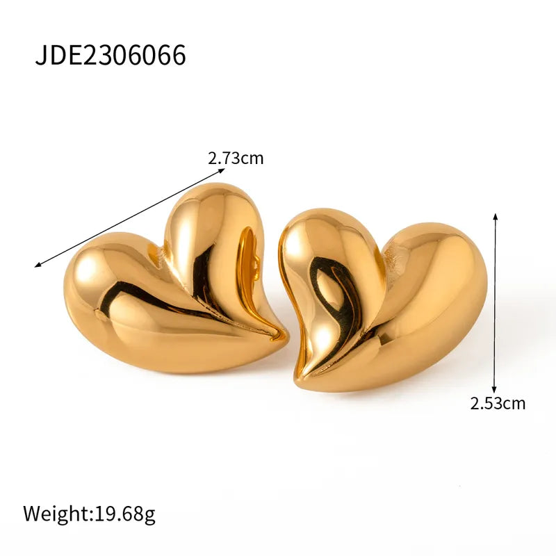 1 Pair IG Style Heart Shape Plating 316 Stainless Steel 18K Gold Plated Ear Studs