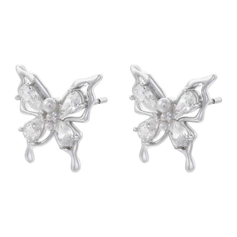 1 Pair IG Style Hip-Hop Cool Style Cross Bow Knot Inlay Copper Zircon 18K Gold Plated Ear Studs