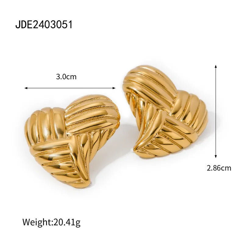 1 Pair IG Style Lady Classic Style Heart Shape Solid Color Plating 316 Stainless Steel 18K Gold Plated Ear Studs