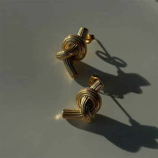 1 Pair IG Style Luxurious French Style Solid Color Knot Irregular 304 Stainless Steel 18K Gold Plated Ear Studs