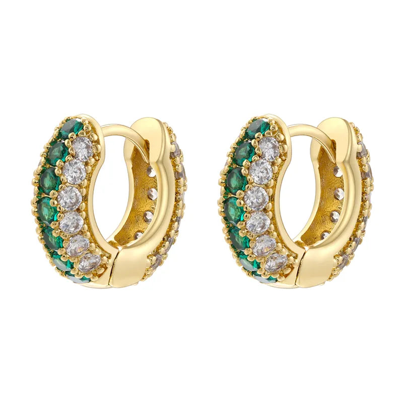 1 Pair IG Style Luxurious Shiny Round Inlay Copper Zircon 18K Gold Plated Earrings